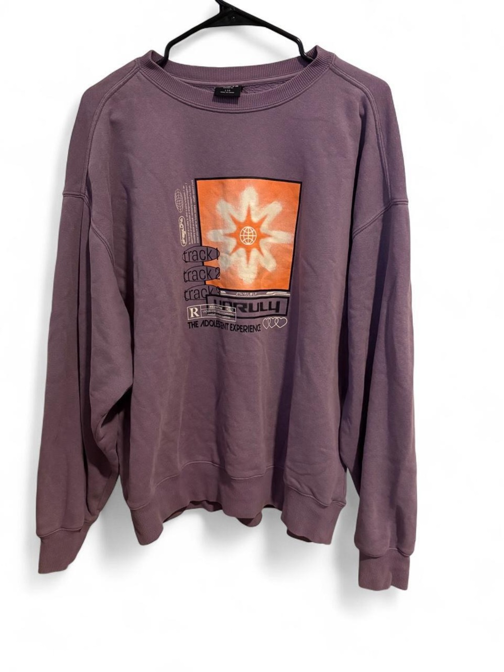 Women’s Oversized Purple Graphic Crewneck Sweatshirt - Picture 1 of 4